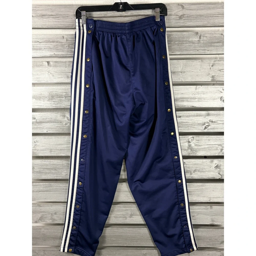 Vintage Adidas Breakaway Track Basketball Pants Mens L Blue Snap Button Tre Foil